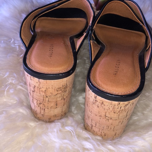 HALOGEN Leather Platform Cork SLIDES 3”heel - Picture 8 of 8